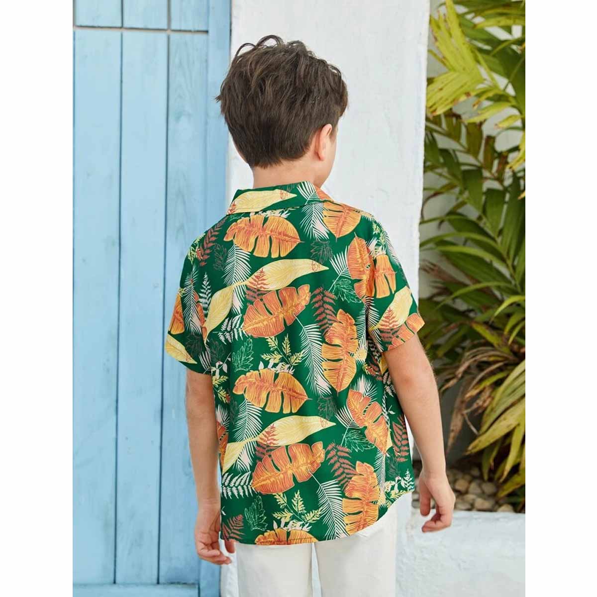 VENUTALOZA Toddler Boy Ttopical Print & Button Front Shirt For Boy.