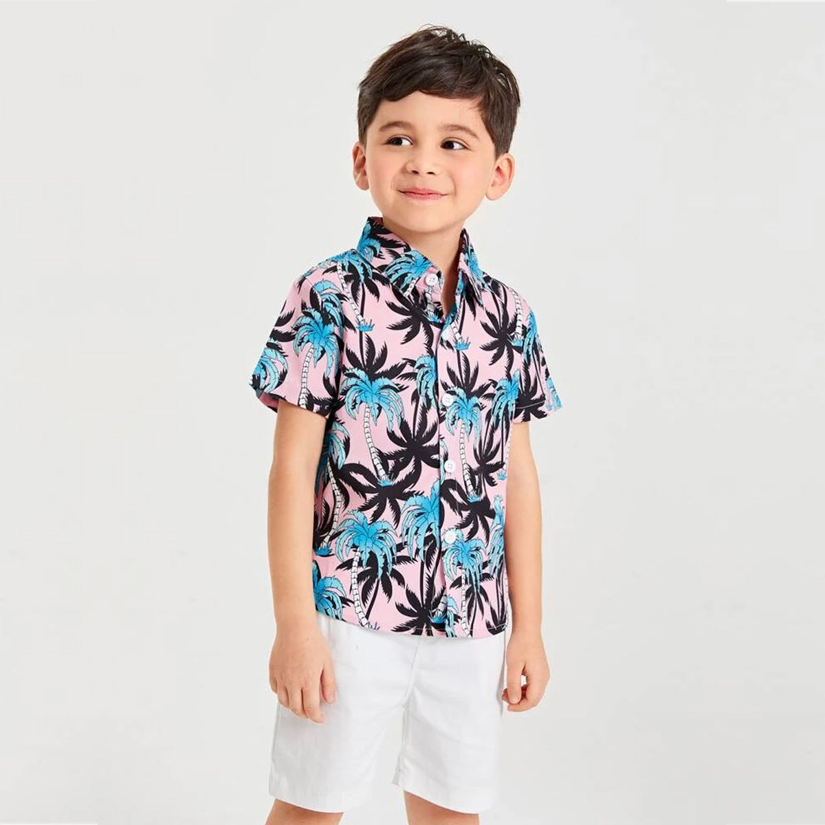 Venutaloza Boys Plam Tree Button Front Shirt For Boy.