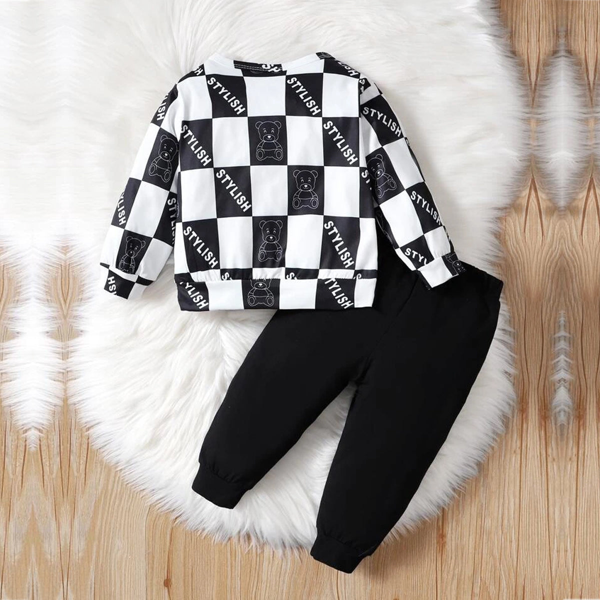 Venutaloza Baby Set Checkerboard Balloon Print & Cami T-Shirt & Pants.