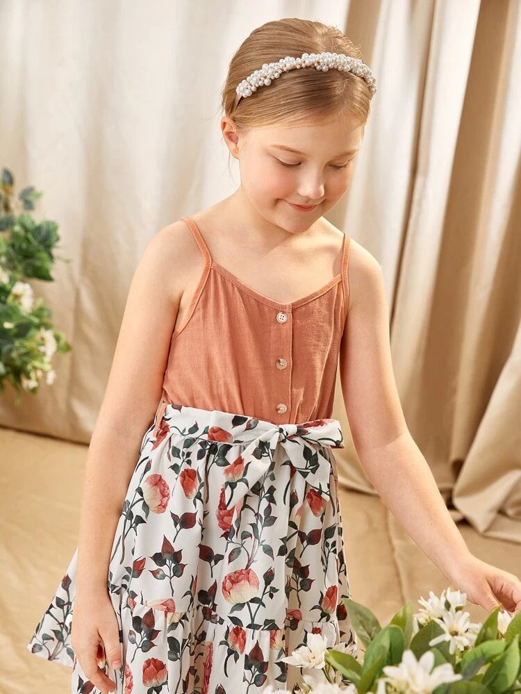 Toddler Girls 1pc Floral Button Front Dresses & Frocks for Baby Girl.